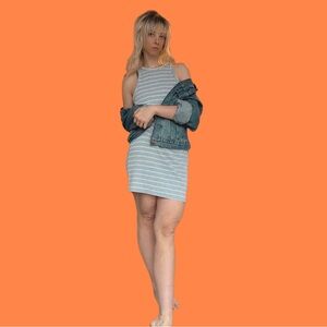 SO Striped Light Gray Mini Dress